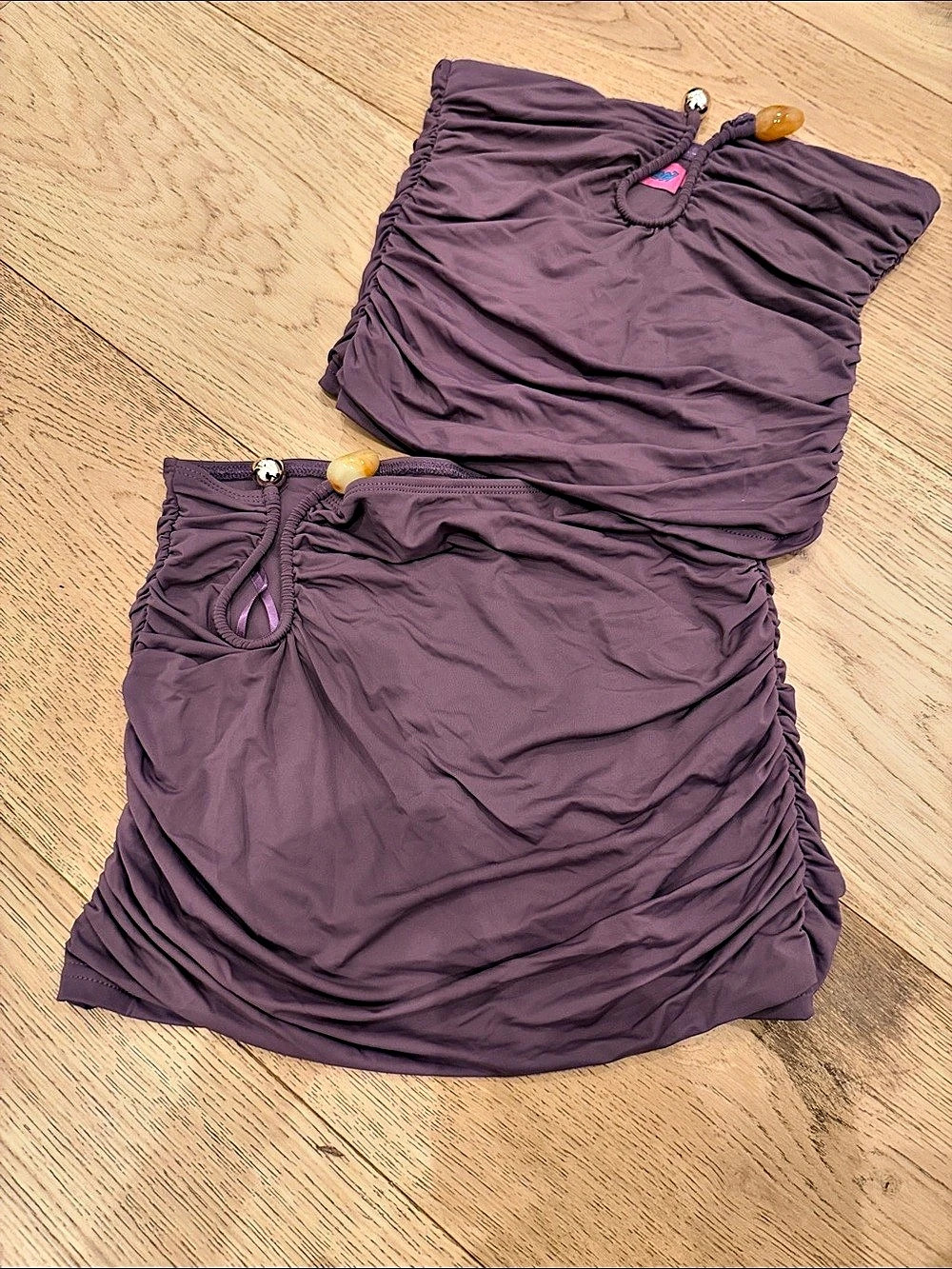 Sotto Voce Ruched Mini Dress in Purple Like New